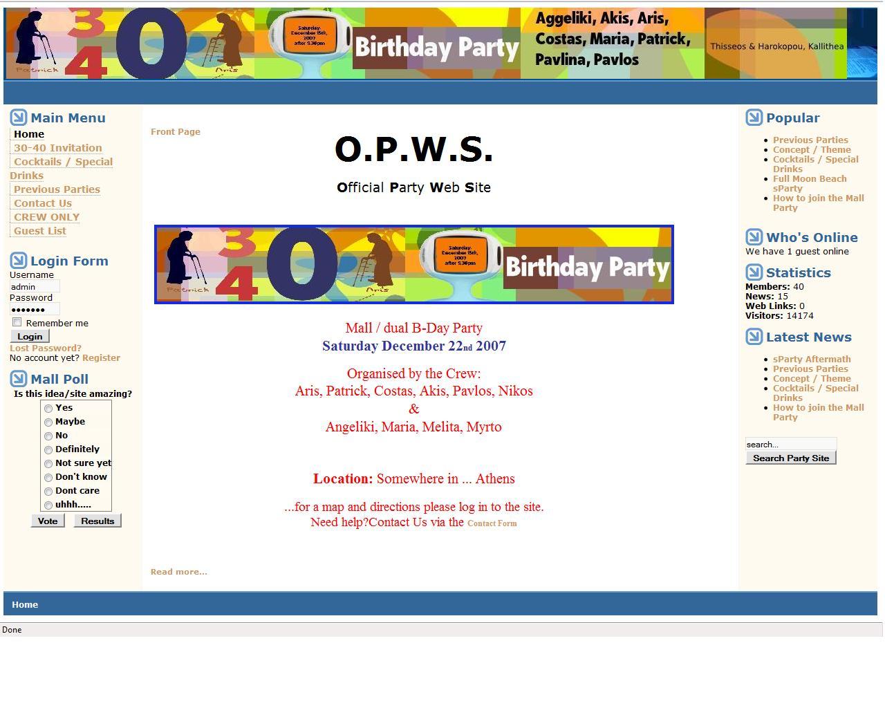Event: 30-40 B-day Party Site